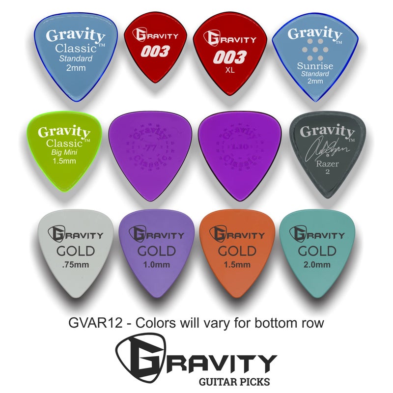 Gravity Acrylic Variety Pack Guitar Picks - Polished Bevels, Brighter, Louder Sound & Tighter Grip - Available in Different Packs - Made in the USA - Image 1
